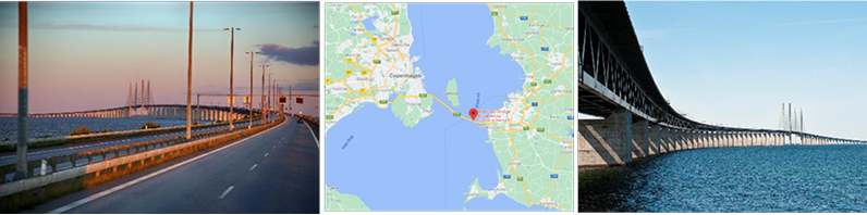 Photos and map of the Öresund Bridge symbolizing alignment and long-term vision in team building.